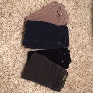 GAP corduroy pants in black, tan, gray, black.New.